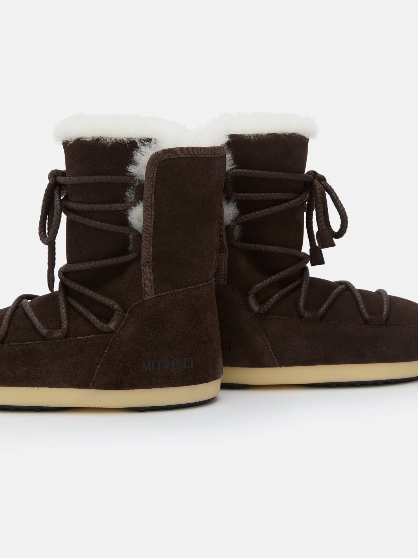 MOON BOOT EVX DARK BROWN SUEDE & SHEARLING BOOTS