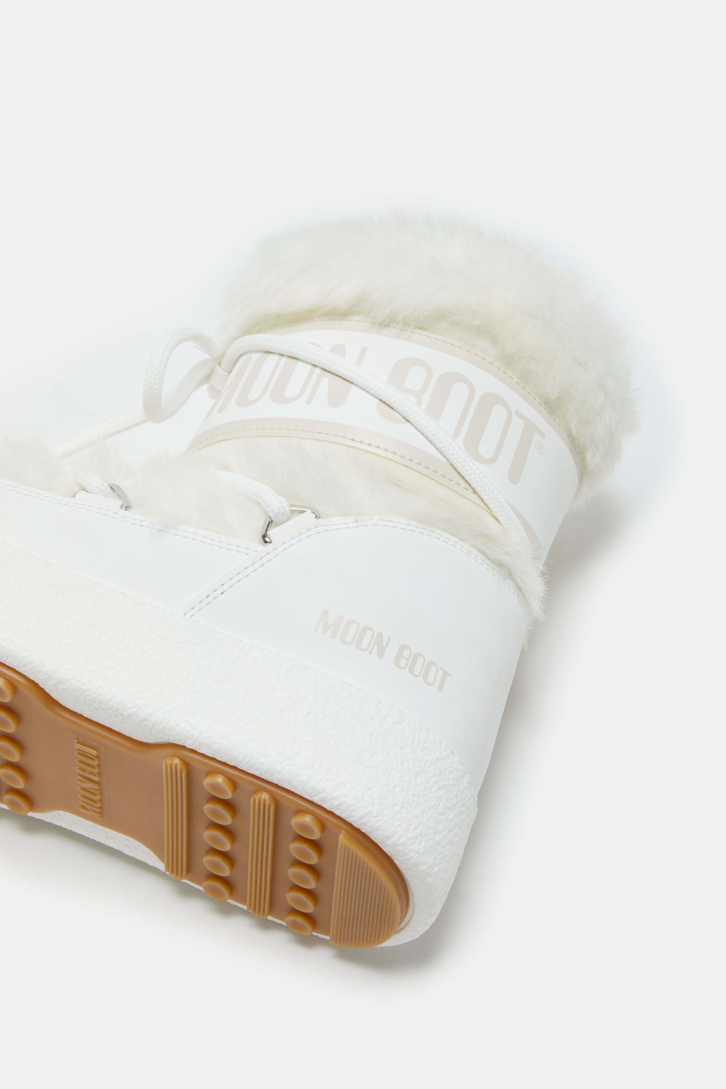 MOON BOOT LTRACK LOW WHITE FAUX-FUR BOOTS