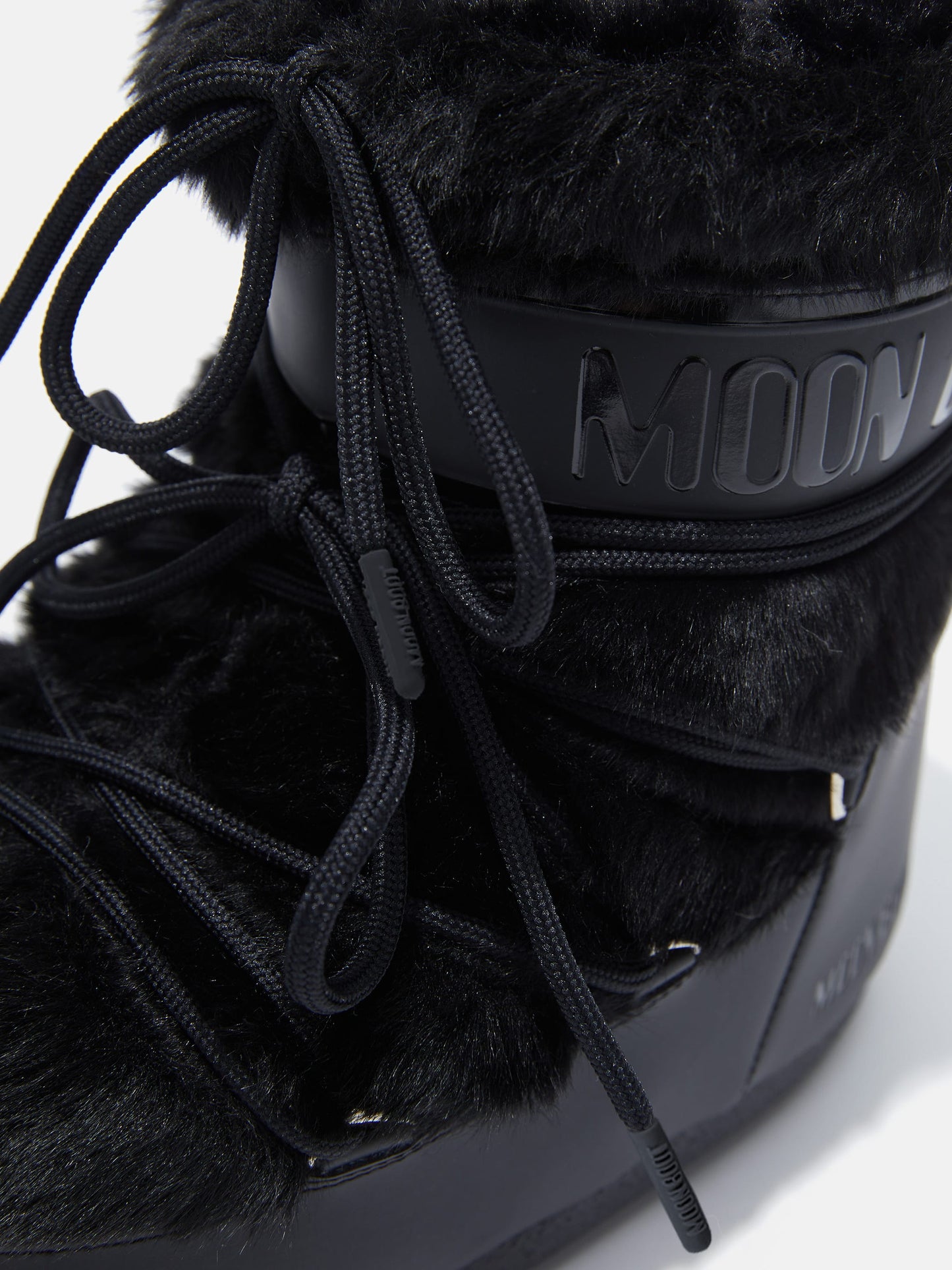 MOON BOOT ICON LOW BLACK FAUX-FUR BOOTS