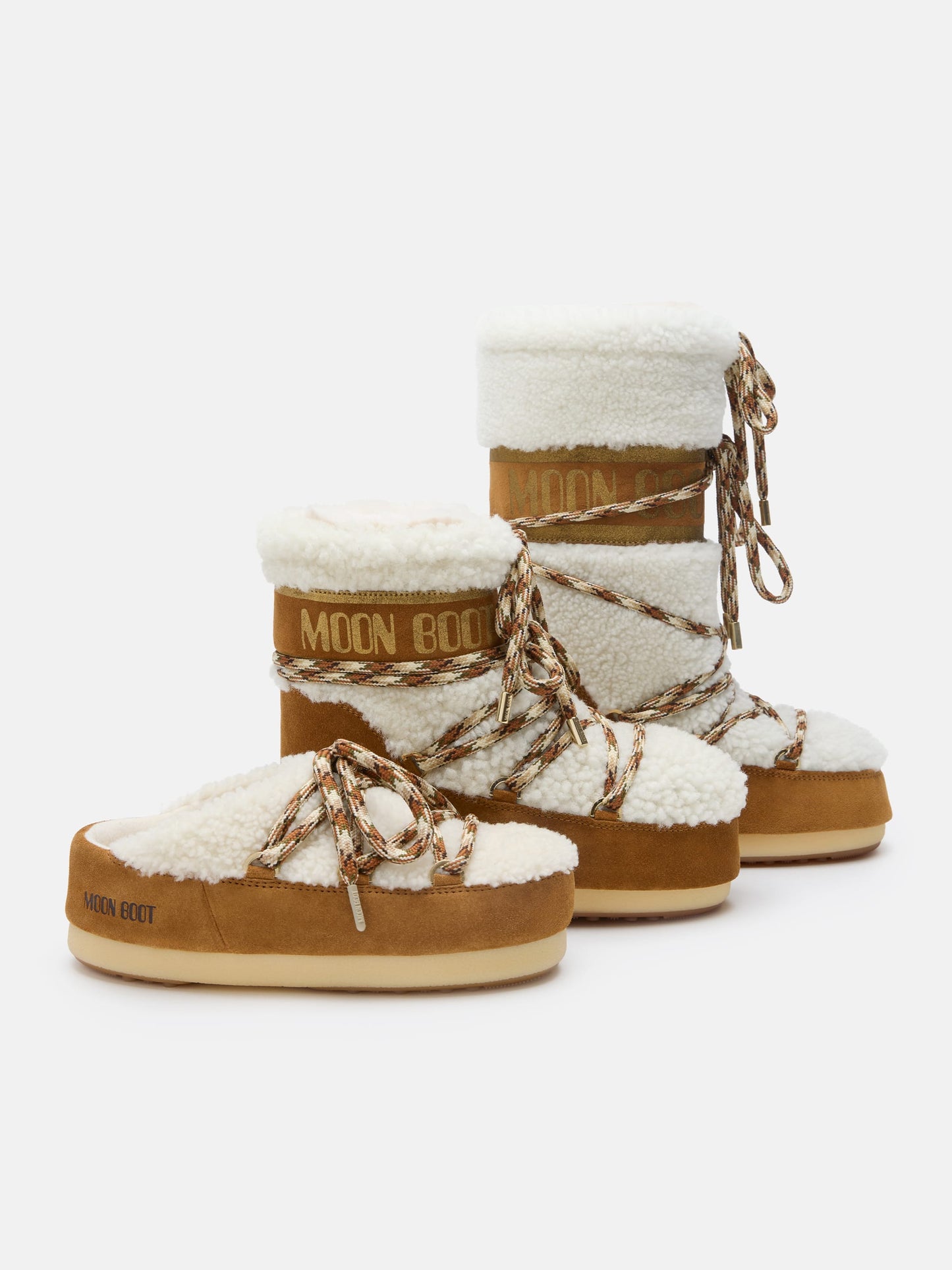 MOON BOOT LAB69 ICON LOW BROWN SHEARLING BOOTS