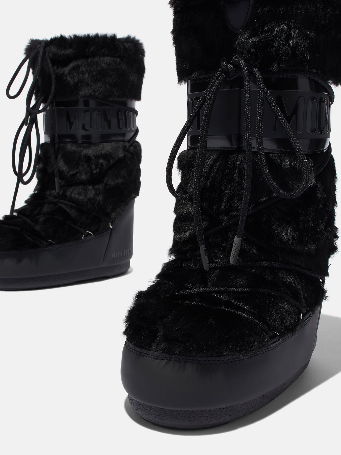 MOON BOOT ICON BLACK FAUX-FUR BOOTS