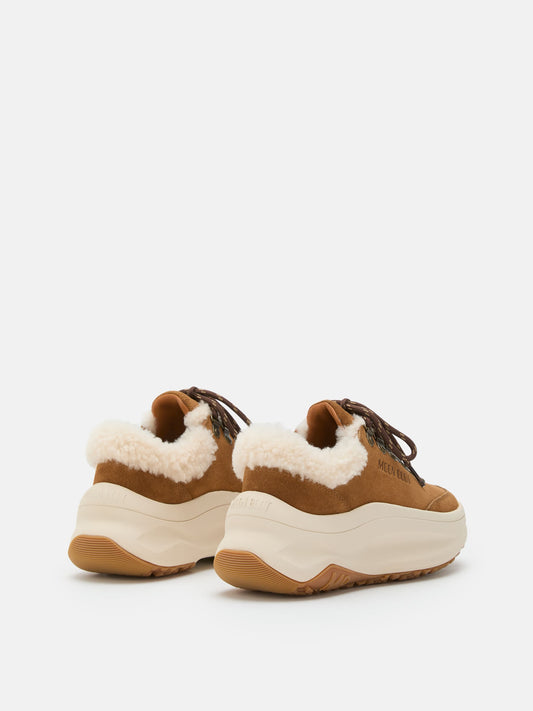 MOON BOOT MOON247 CITY BROWN SHEARLING SNEAKERS