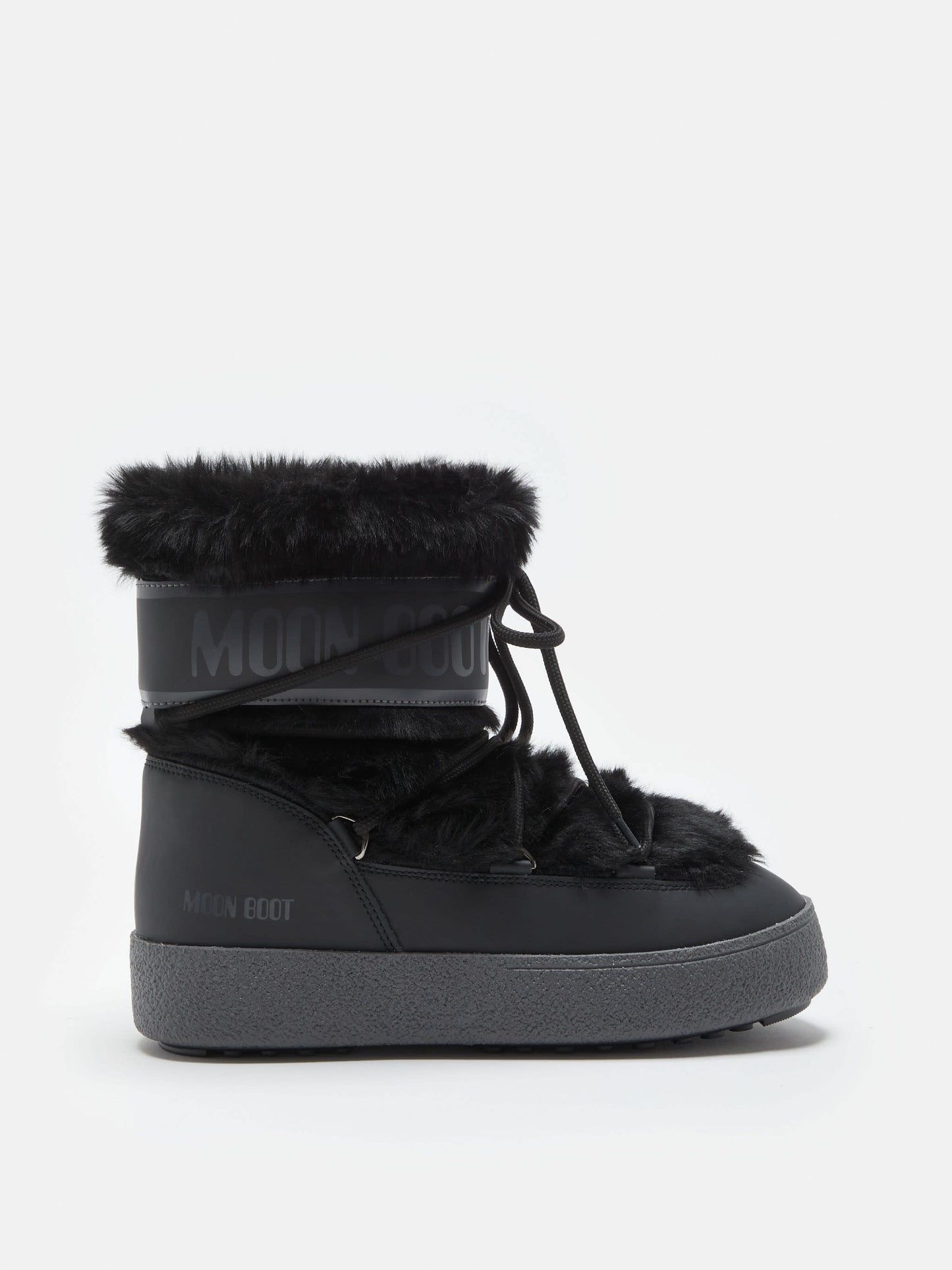 MOON BOOT LTRACK LOW BLACK FAUX-FUR BOOTS
