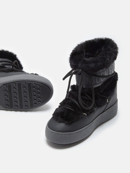 MOON BOOT LTRACK LOW BLACK FAUX-FUR BOOTS
