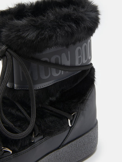 MOON BOOT LTRACK LOW BLACK FAUX-FUR BOOTS