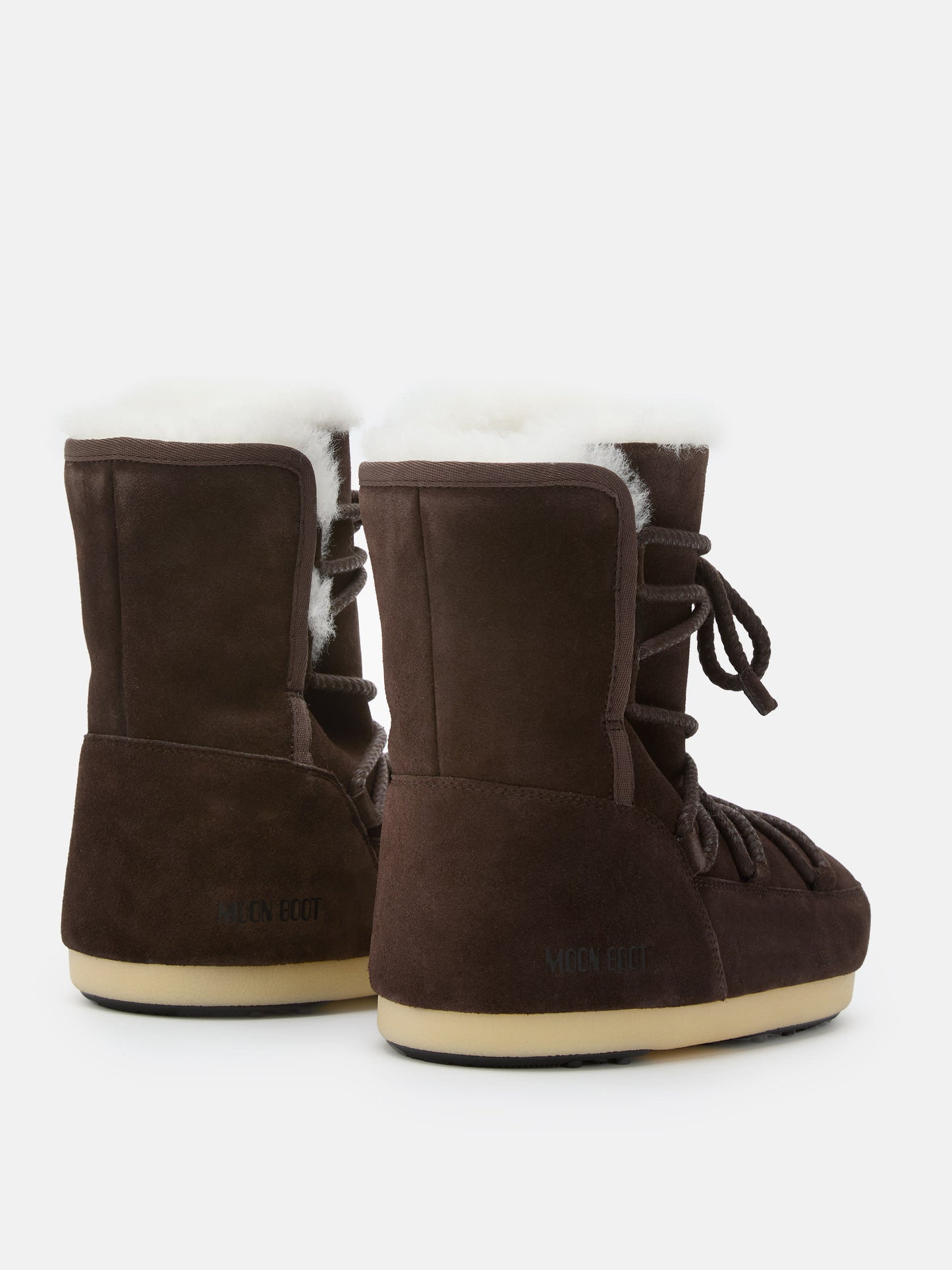 MOON BOOT EVX DARK BROWN SUEDE & SHEARLING BOOTS
