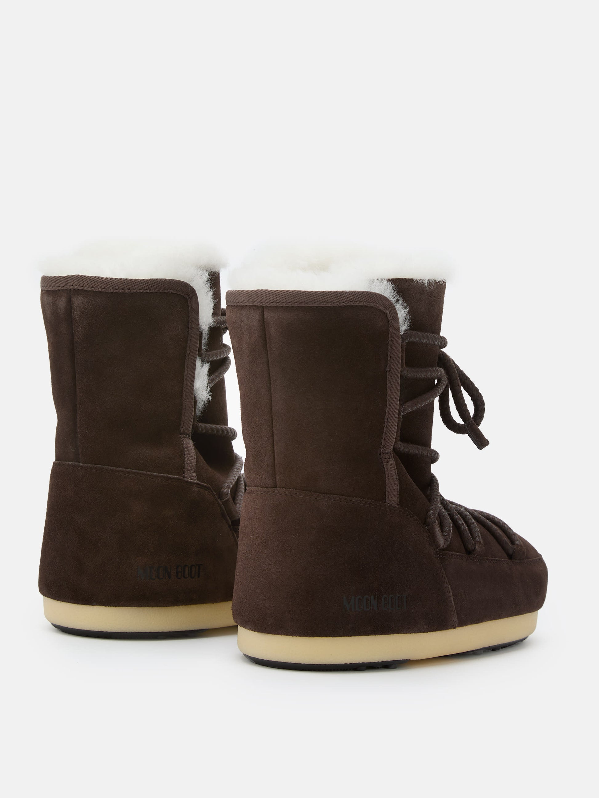 MOON BOOT EVX DARK BROWN SUEDE & SHEARLING BOOTS