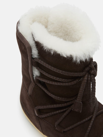 MOON BOOT EVX DARK BROWN SUEDE & SHEARLING BOOTS