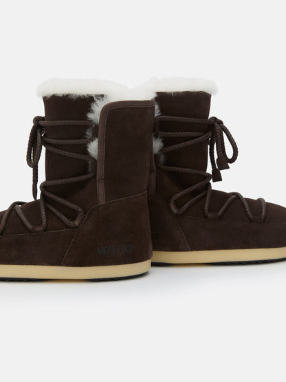 MOON BOOT EVX DARK BROWN SUEDE & SHEARLING BOOTS