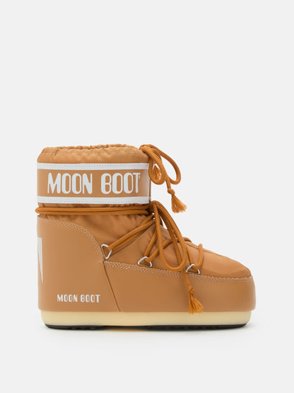 MOON BOOT ICON LOW BROWN NYLON BOOTS