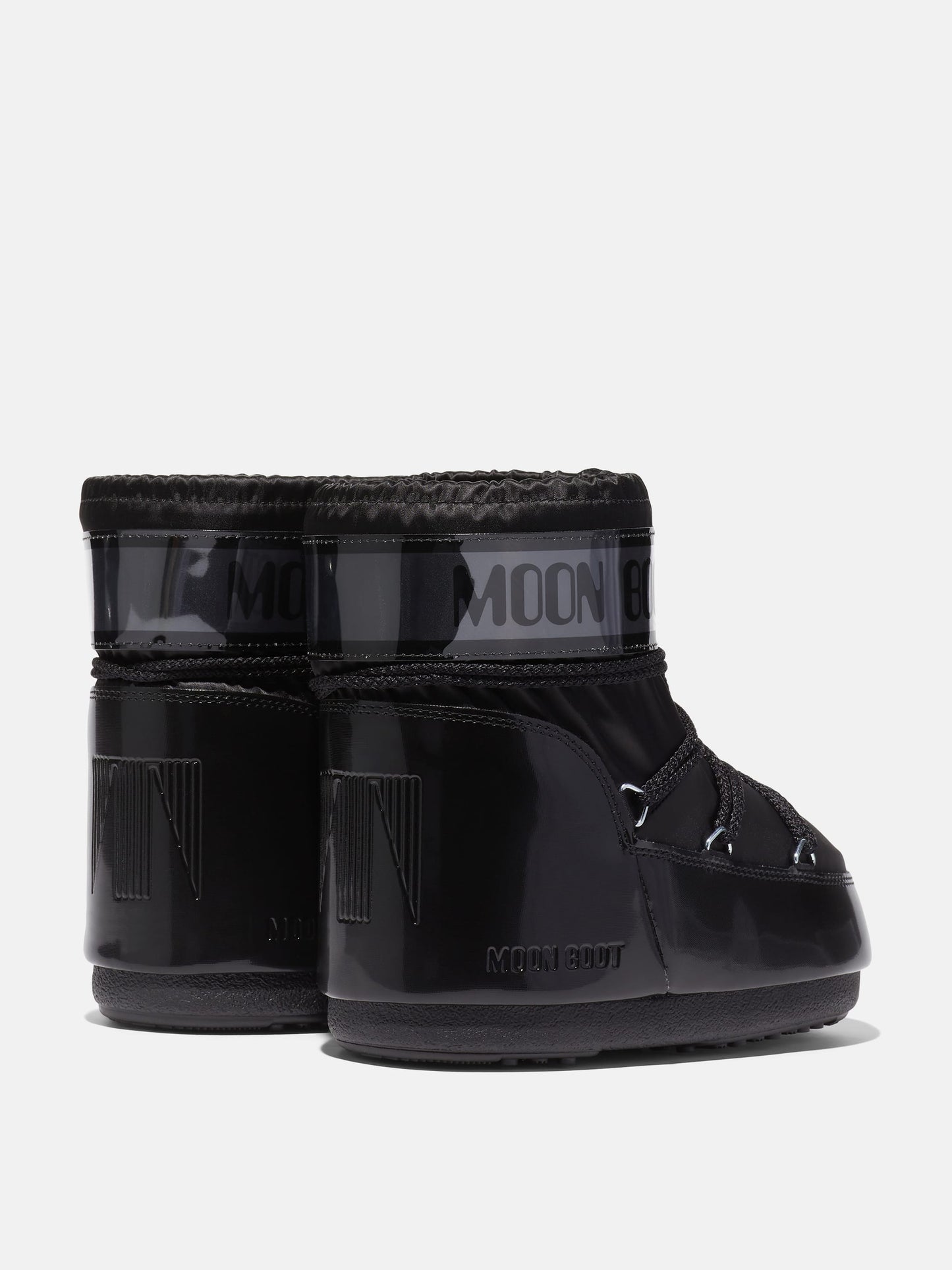 MOON BOOT ICON LOW GLANCE BLACK SATIN BOOTS