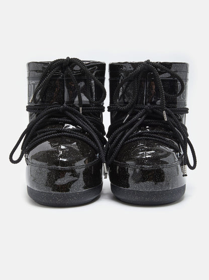 MOON BOOT ICON LOW BLACK GLITTER BOOTS