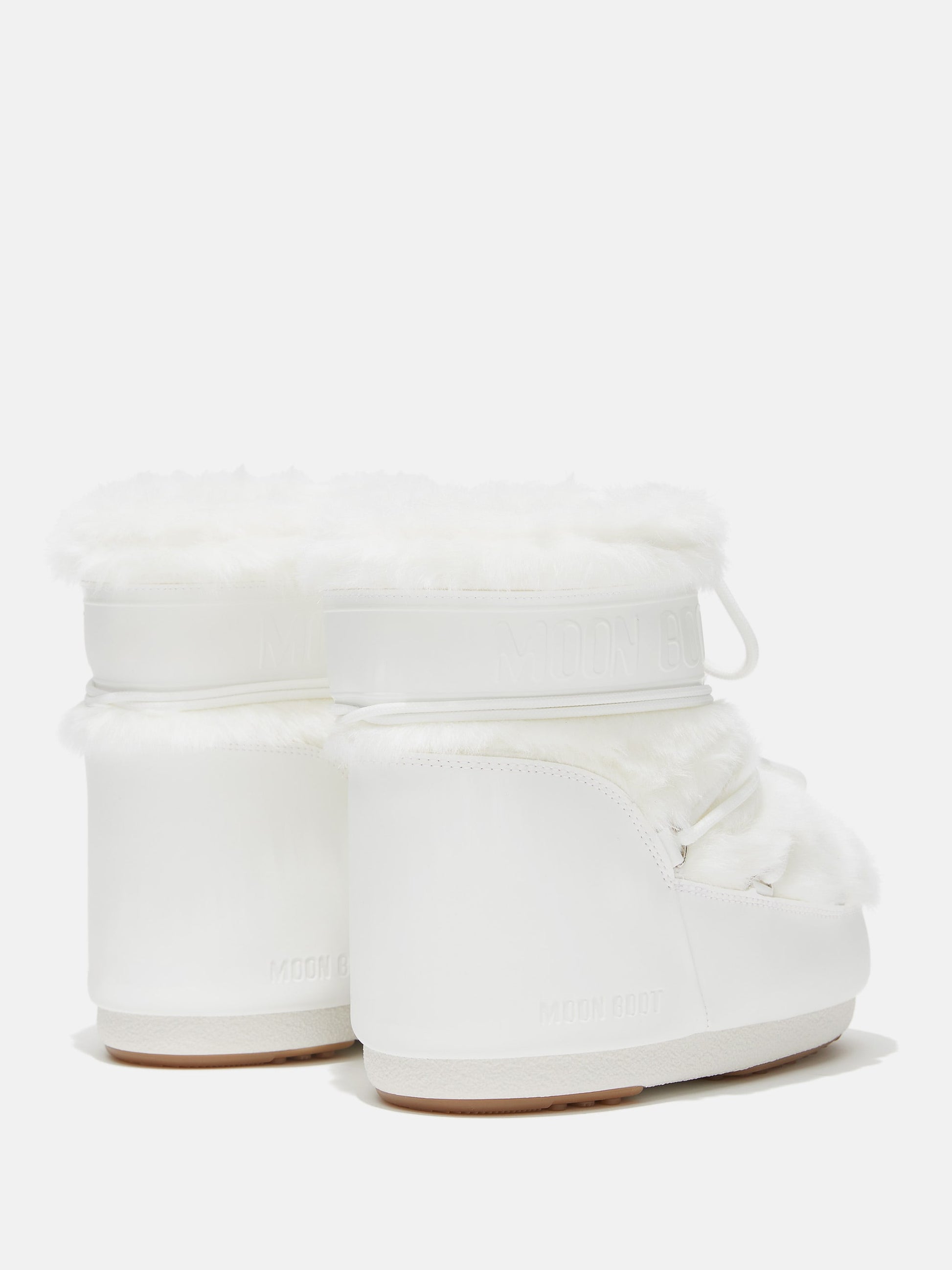 MOON BOOT ICON LOW WHITE FAUX-FUR BOOTS