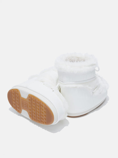 MOON BOOT ICON LOW WHITE FAUX-FUR BOOTS