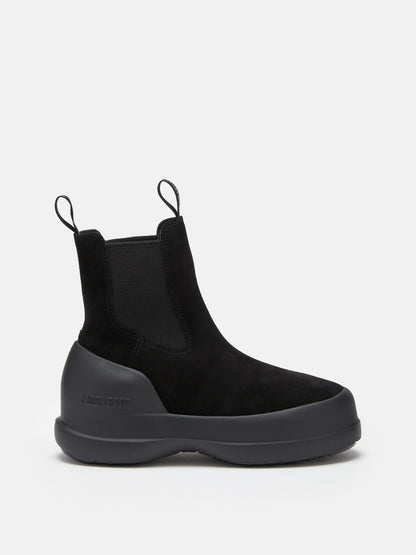 MOON BOOT LUNA BLACK SUEDE CHELSEA BOOTS
