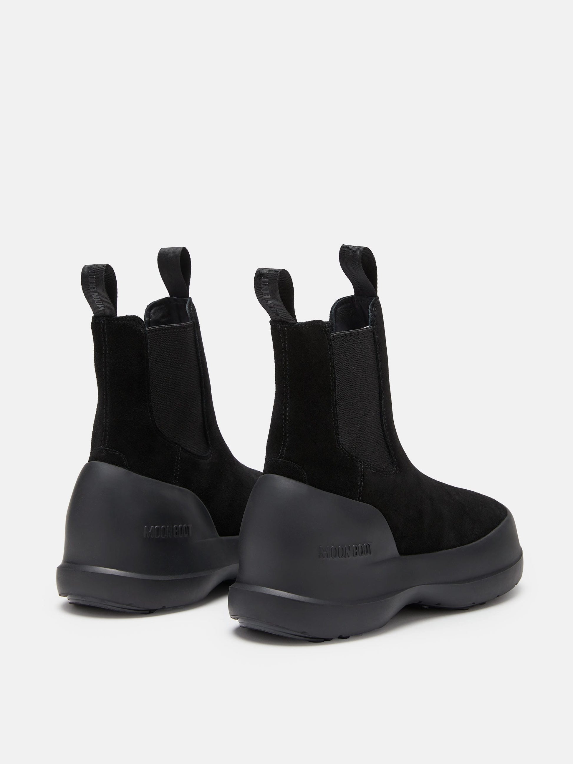 MOON BOOT LUNA BLACK SUEDE CHELSEA BOOTS