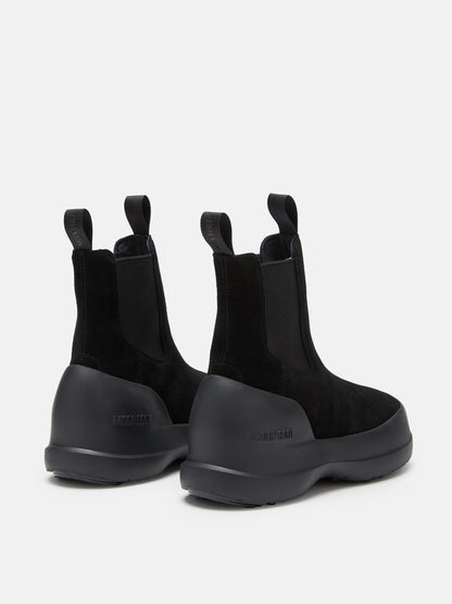 MOON BOOT LUNA BLACK SUEDE CHELSEA BOOTS