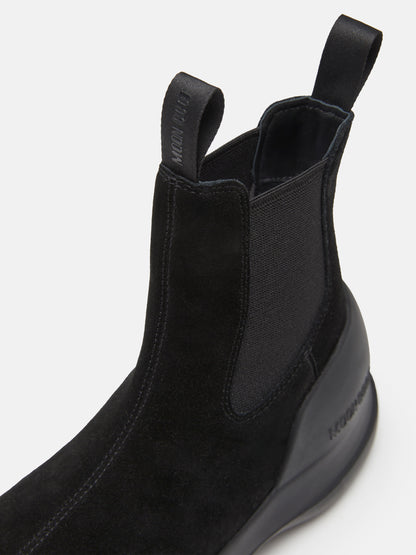 MOON BOOT LUNA BLACK SUEDE CHELSEA BOOTS