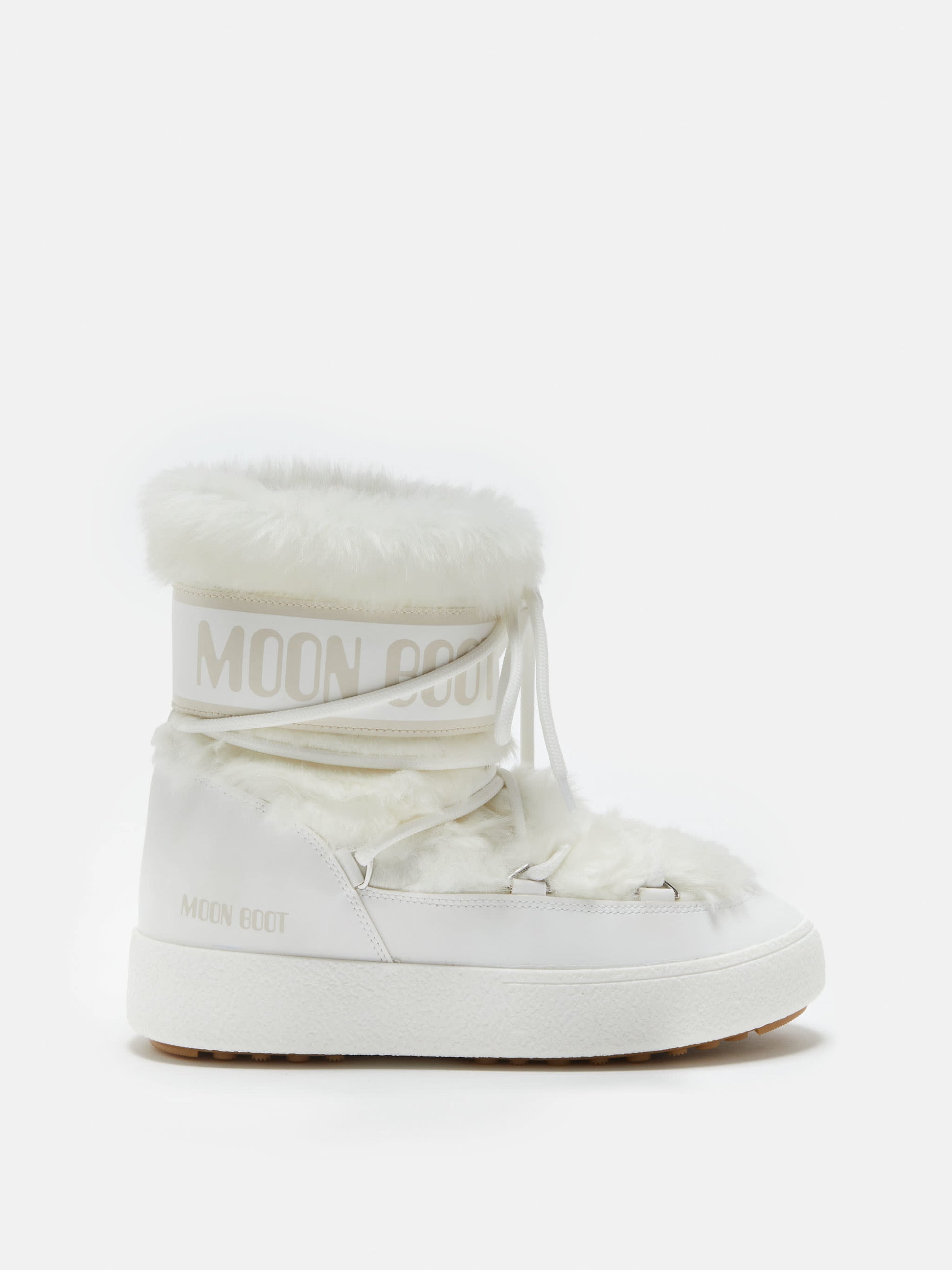 MOON BOOT LTRACK LOW WHITE FAUX-FUR BOOTS