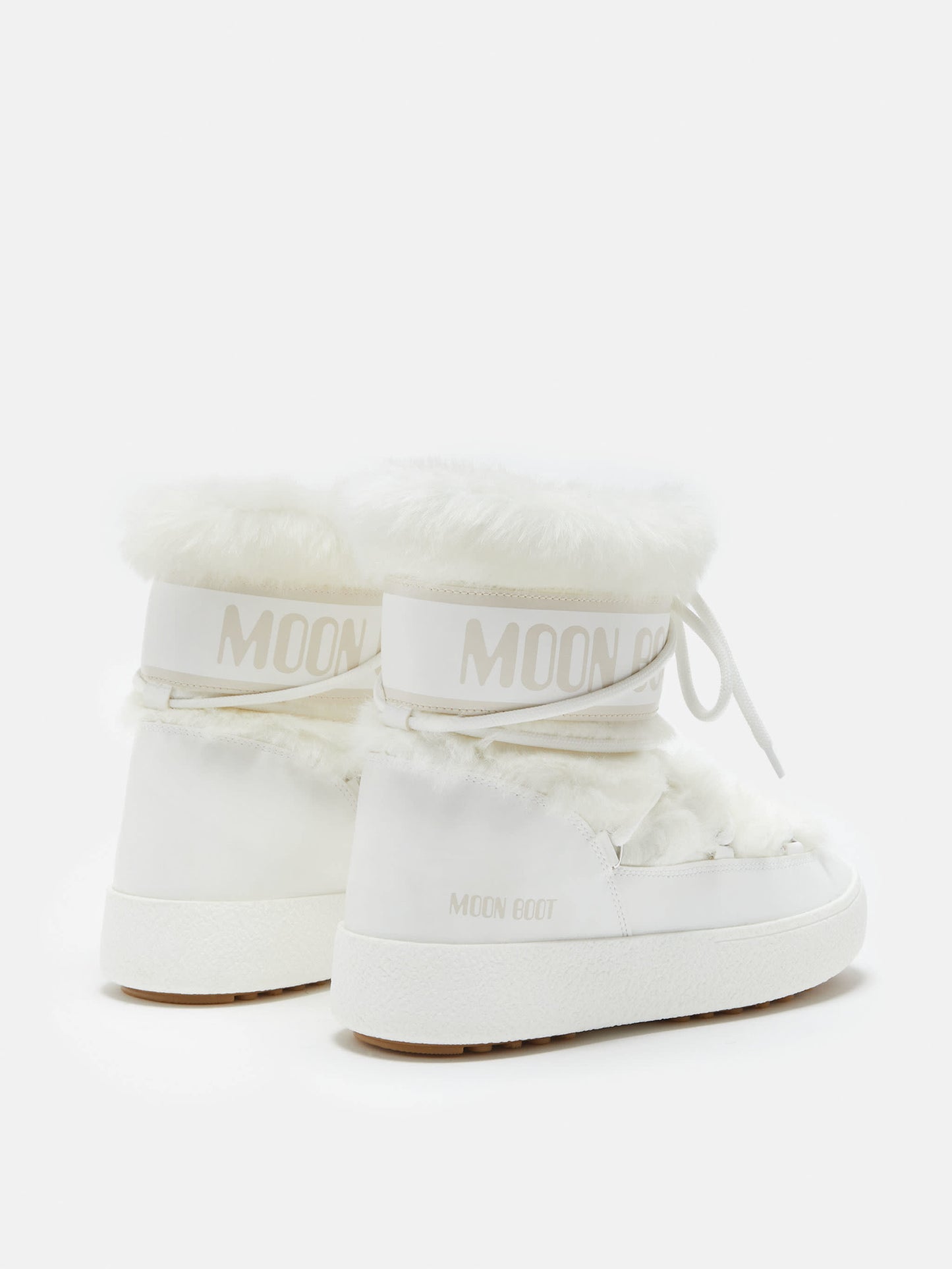 MOON BOOT LTRACK LOW WHITE FAUX-FUR BOOTS