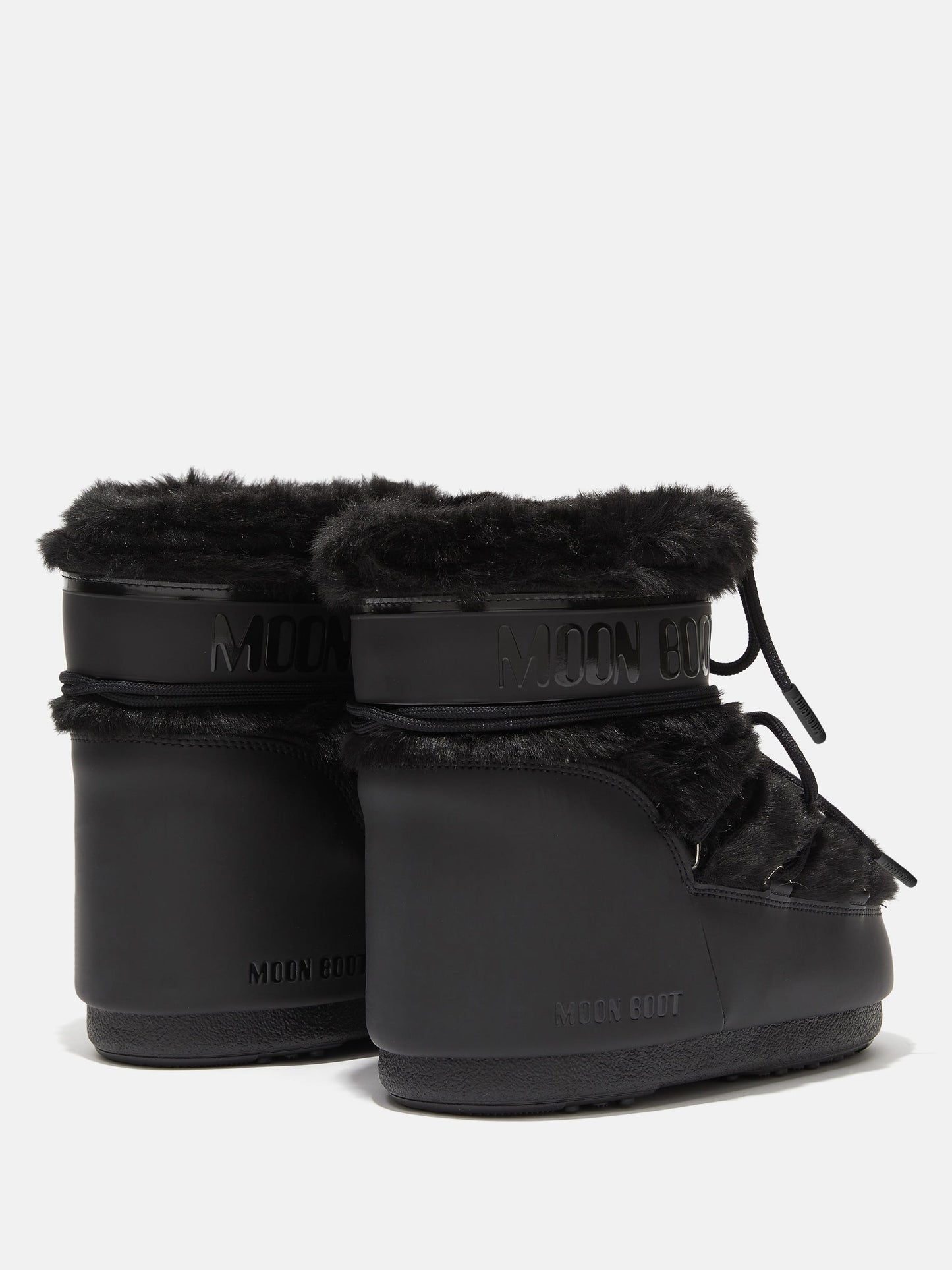 MOON BOOT ICON LOW BLACK FAUX-FUR BOOTS