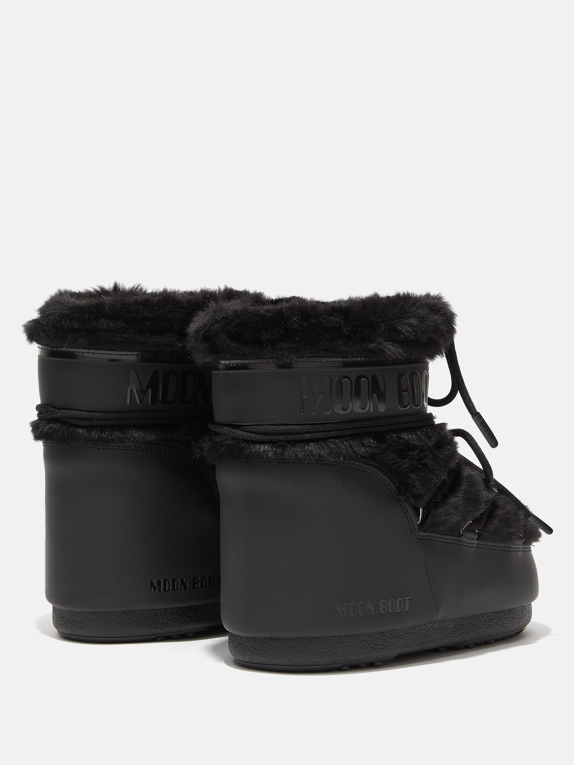 MOON BOOT ICON LOW BLACK FAUX-FUR BOOTS