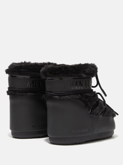 MOON BOOT ICON LOW BLACK FAUX-FUR BOOTS