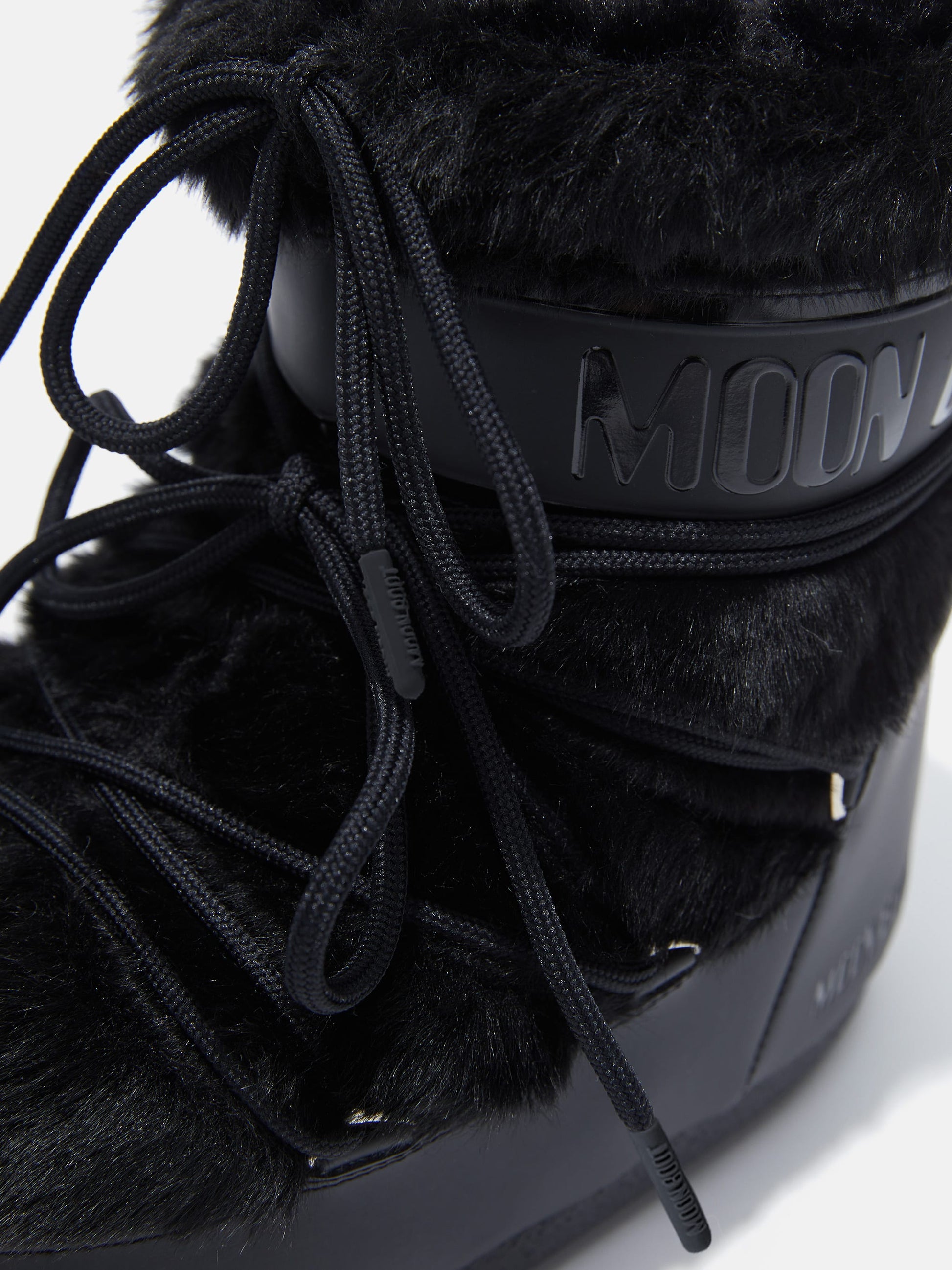 MOON BOOT ICON LOW BLACK FAUX-FUR BOOTS
