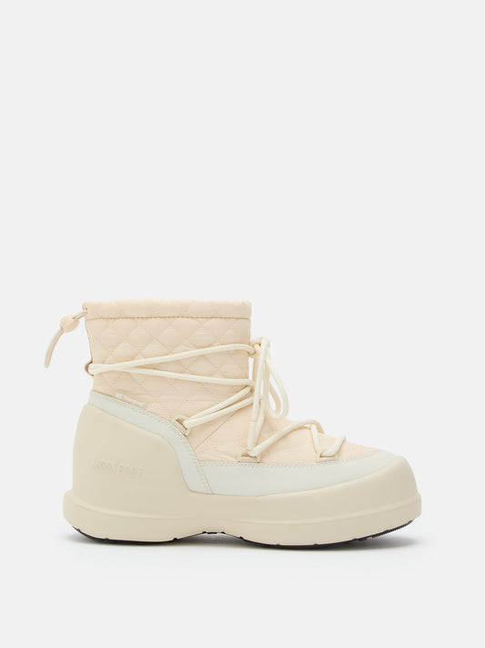 MOON BOOT MEZZALUNA MID CREAM QUILTED BOOTS
