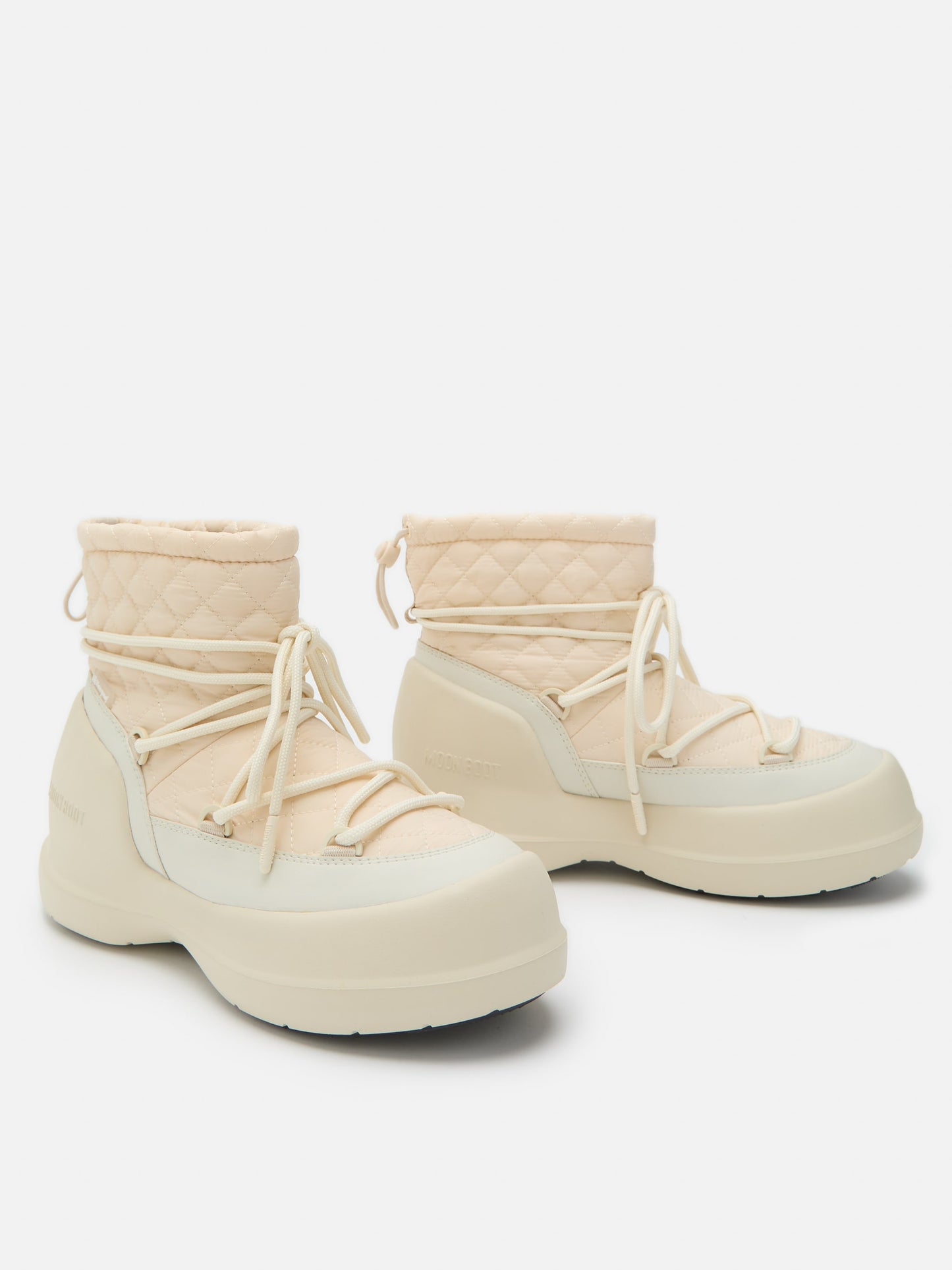 MOON BOOT MEZZALUNA MID CREAM QUILTED BOOTS