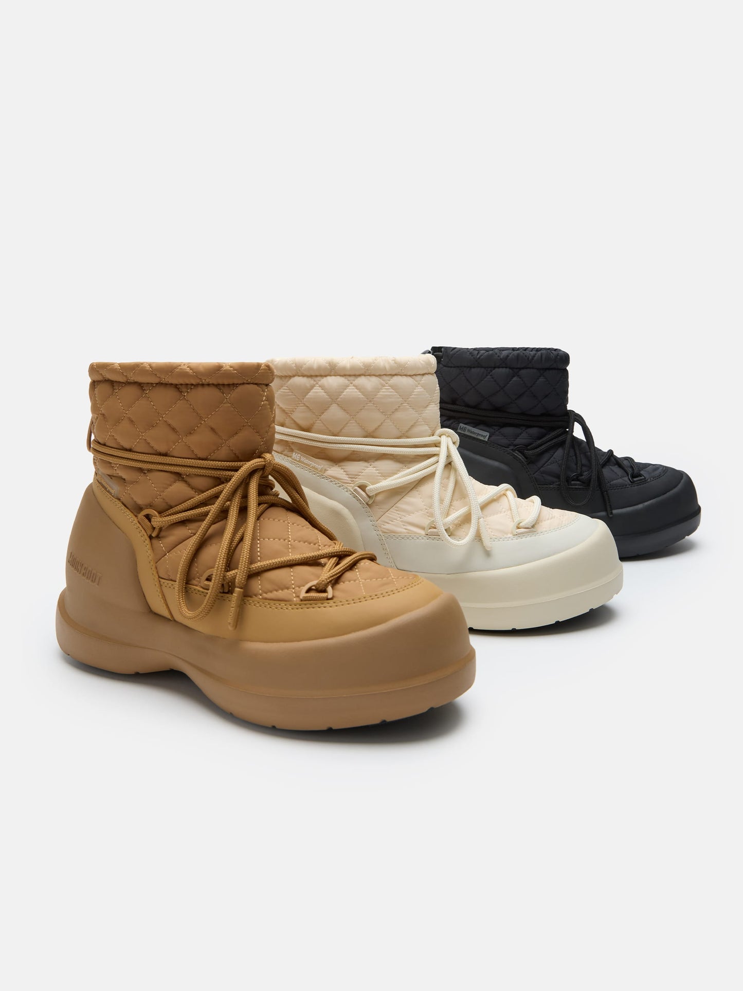 MOON BOOT MEZZALUNA MID CREAM QUILTED BOOTS