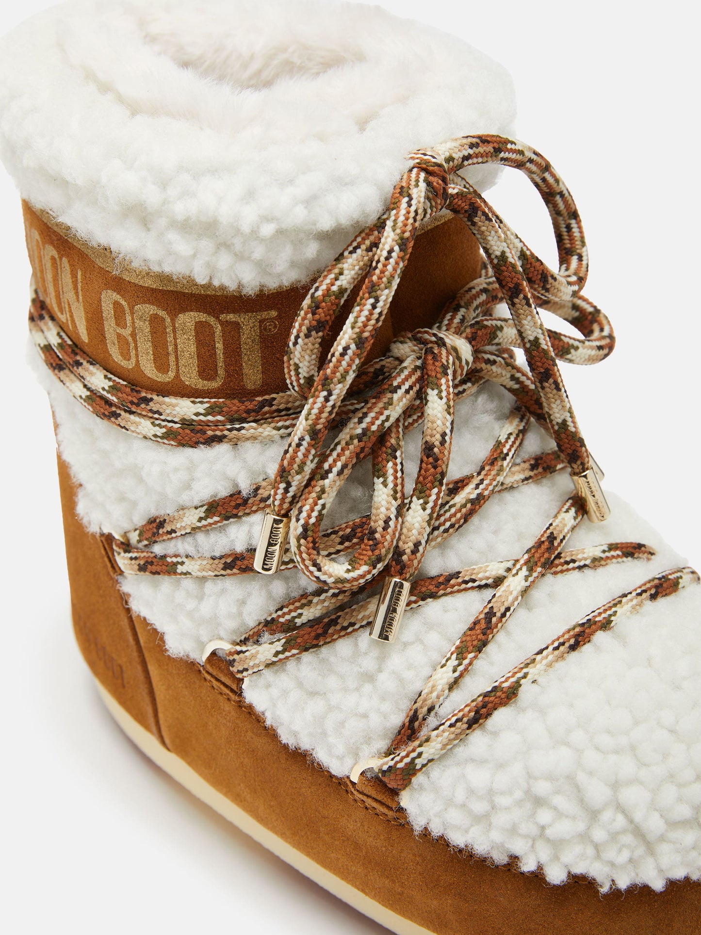 MOON BOOT LAB69 ICON LOW BROWN SHEARLING BOOTS