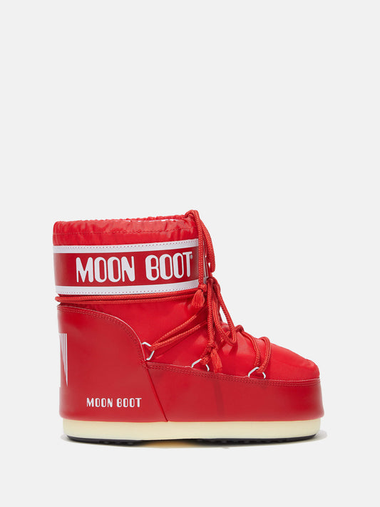 MOON BOOT ICON LOW RED NYLON BOOTS