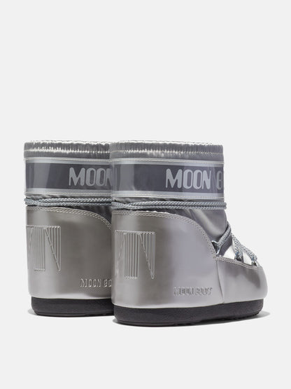 MOON BOOT ICON LOW GLANCE SILVER SATIN BOOTS