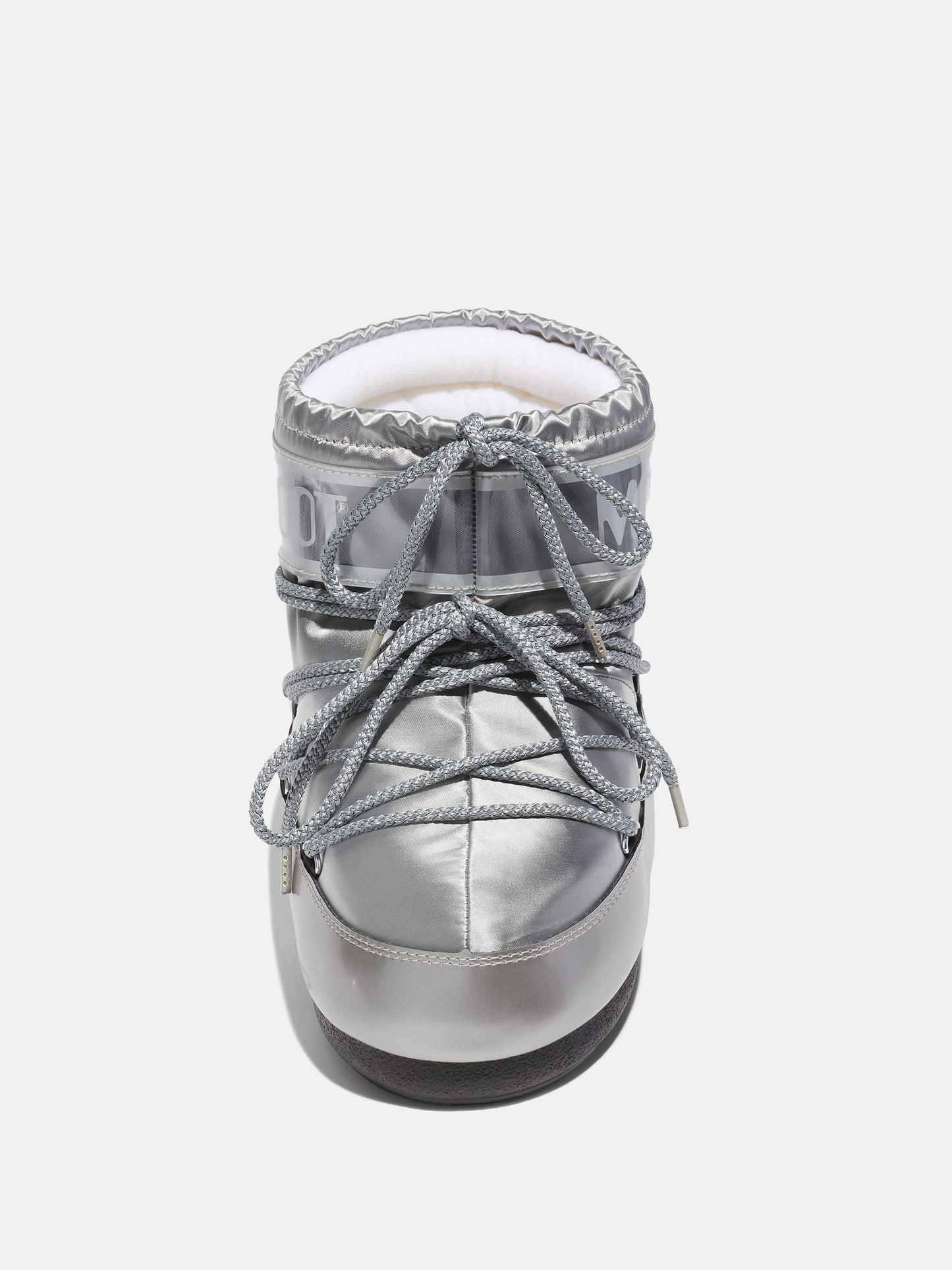 MOON BOOT ICON LOW GLANCE SILVER SATIN BOOTS