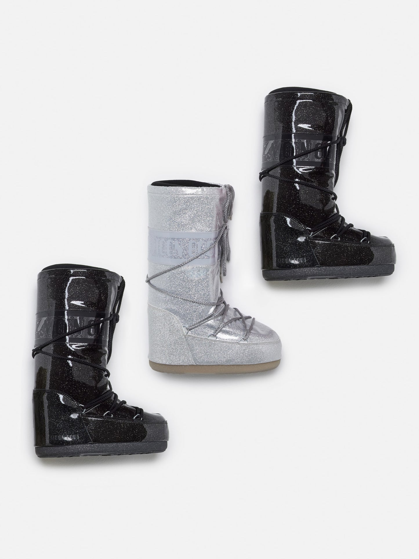 MOON BOOT ICON SILVER GLITTER BOOTS
