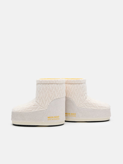 MOON BOOT MOON BOOT X GUEST IN RESIDENCE ICON LOW NO LACE WHITE SAND KNIT BOOTS