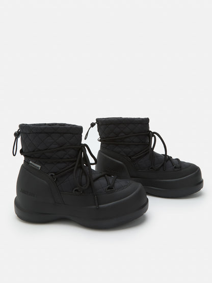 MOON BOOT MEZZALUNA MID BLACK QUILTED BOOTS