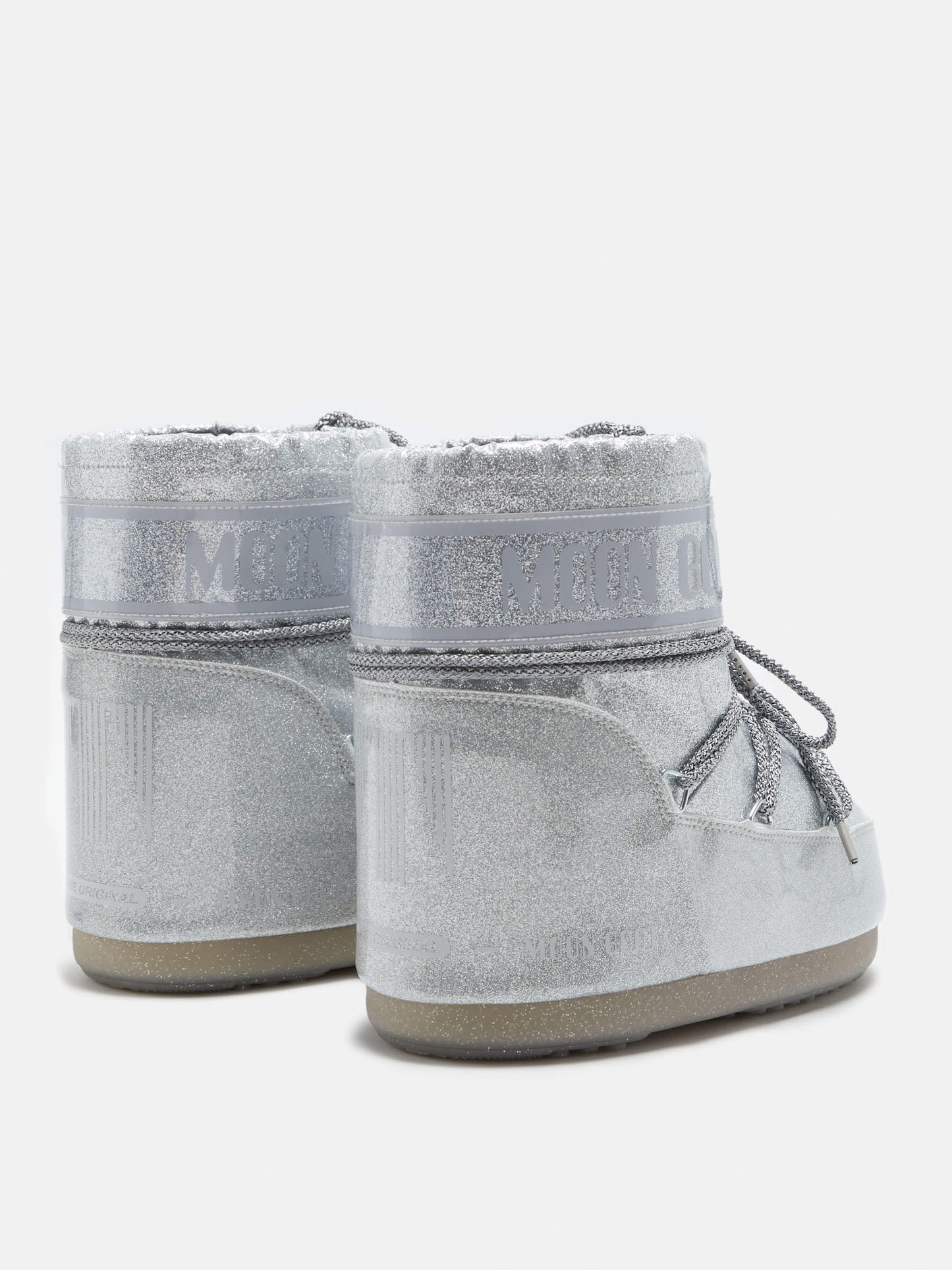 MOON BOOT ICON LOW SILVER GLITTER BOOTS