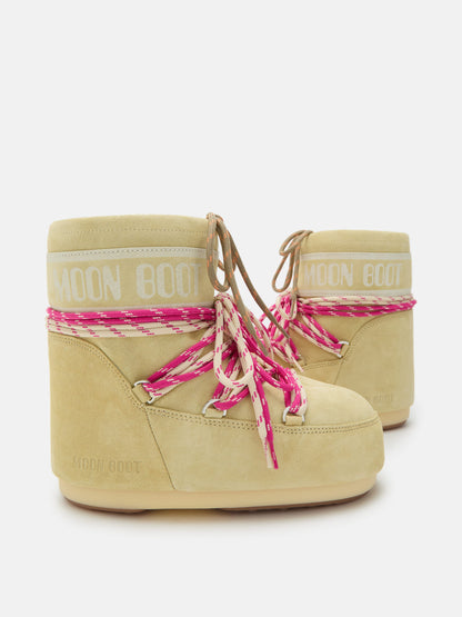 MOON BOOT ICON LOW YELLOW SUEDE BOOTS