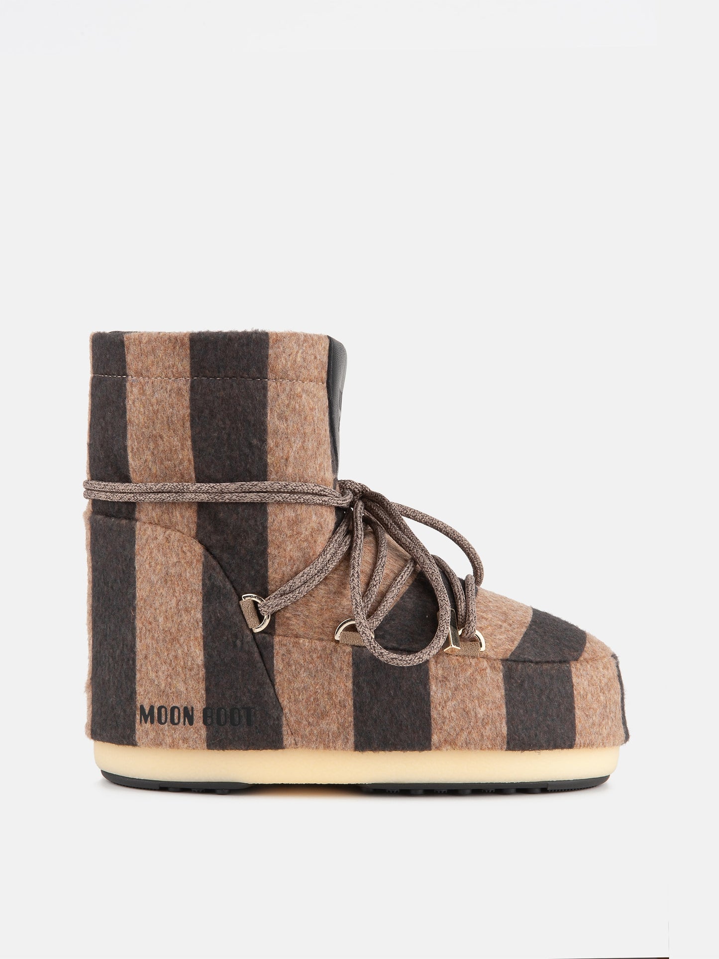 MOON BOOT Jacquemus + Moon Boot ICON LOW BEIGE STRIPED FELT BOOTS