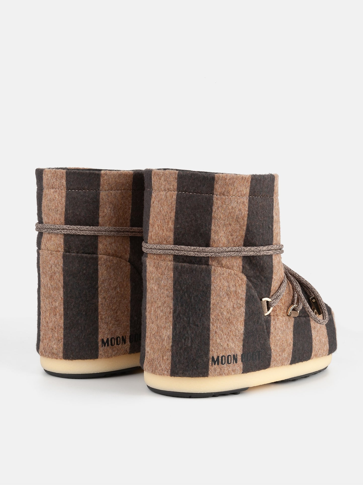 MOON BOOT Jacquemus + Moon Boot ICON LOW BEIGE STRIPED FELT BOOTS