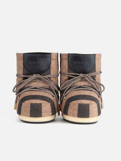 MOON BOOT Jacquemus + Moon Boot ICON LOW BEIGE STRIPED FELT BOOTS