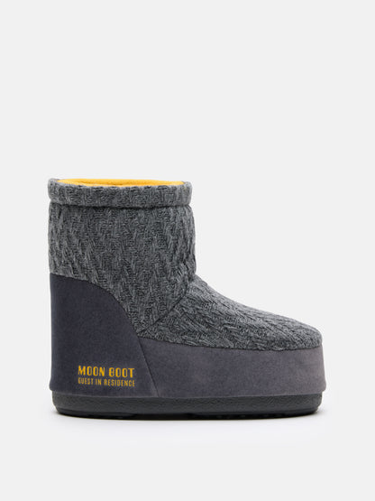MOON BOOT MOON BOOT X GUEST IN RESIDENCE ICON LOW NO LACE GREY KNIT BOOTS