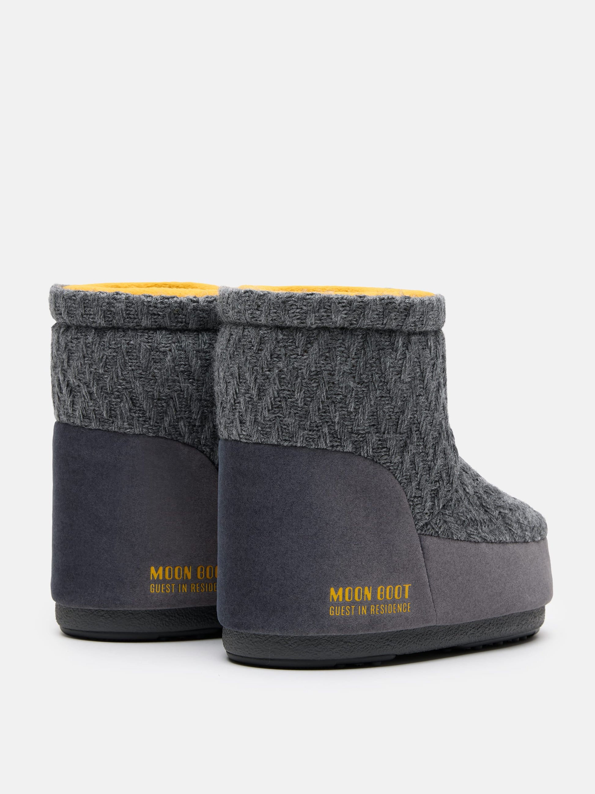 MOON BOOT MOON BOOT X GUEST IN RESIDENCE ICON LOW NO LACE GREY KNIT BOOTS