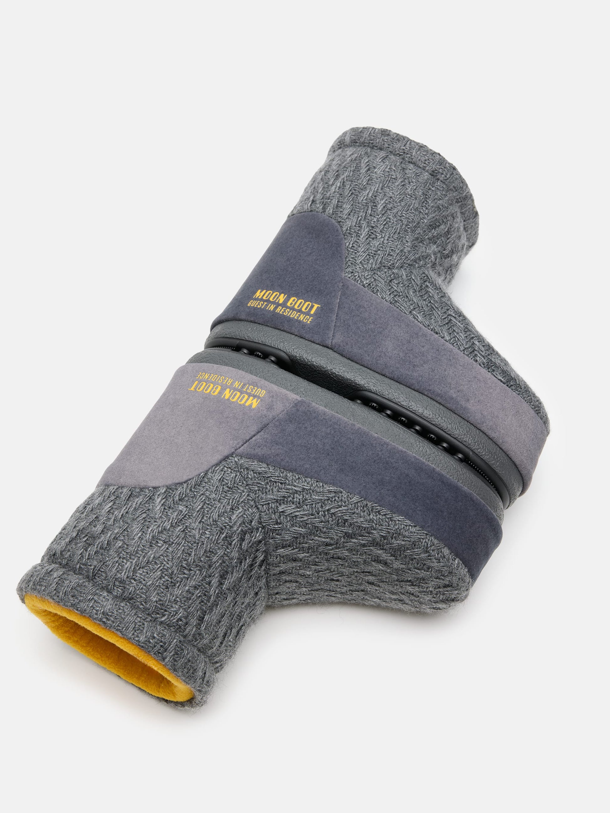 MOON BOOT MOON BOOT X GUEST IN RESIDENCE ICON LOW NO LACE GREY KNIT BOOTS