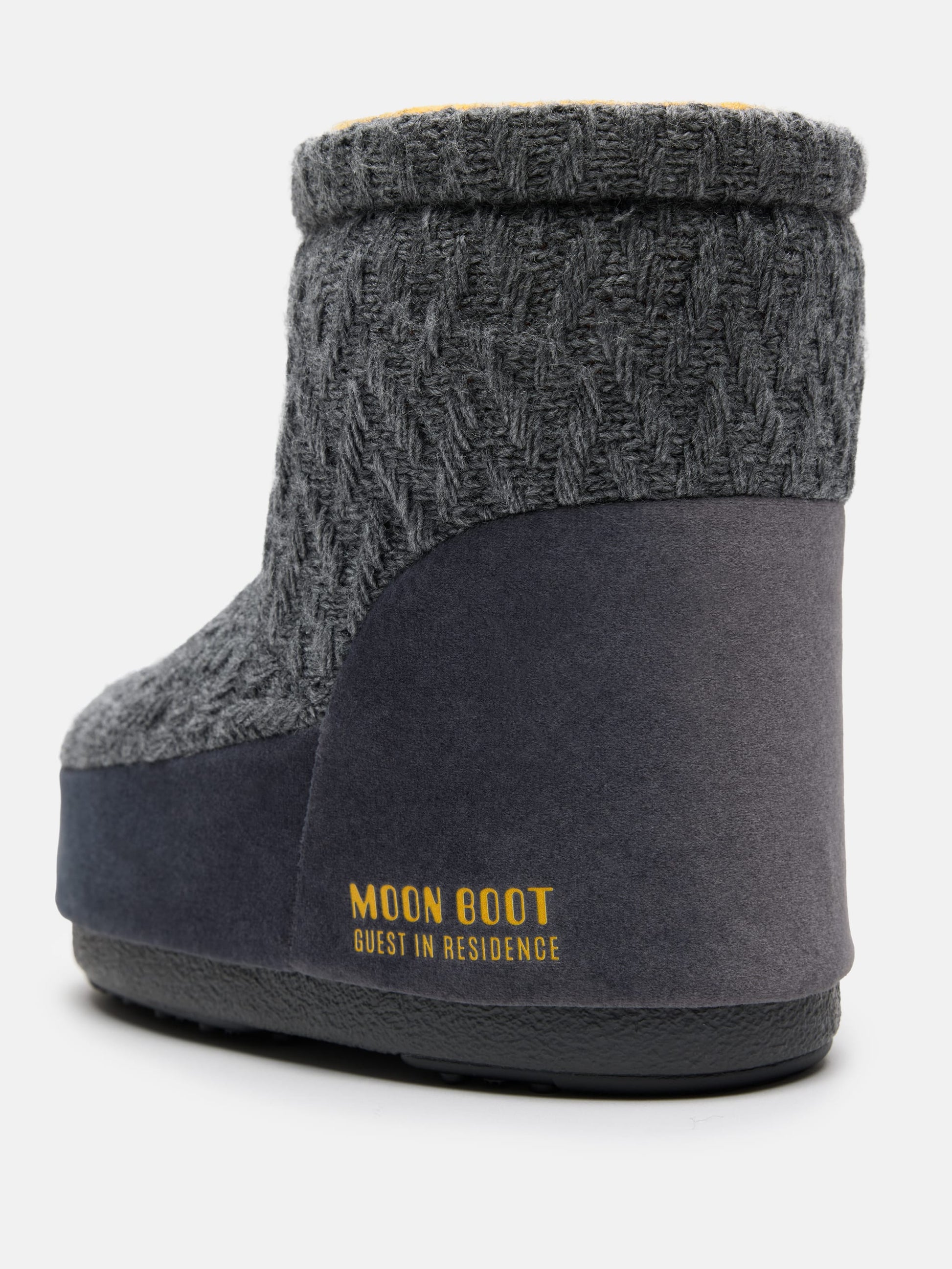 MOON BOOT MOON BOOT X GUEST IN RESIDENCE ICON LOW NO LACE GREY KNIT BOOTS