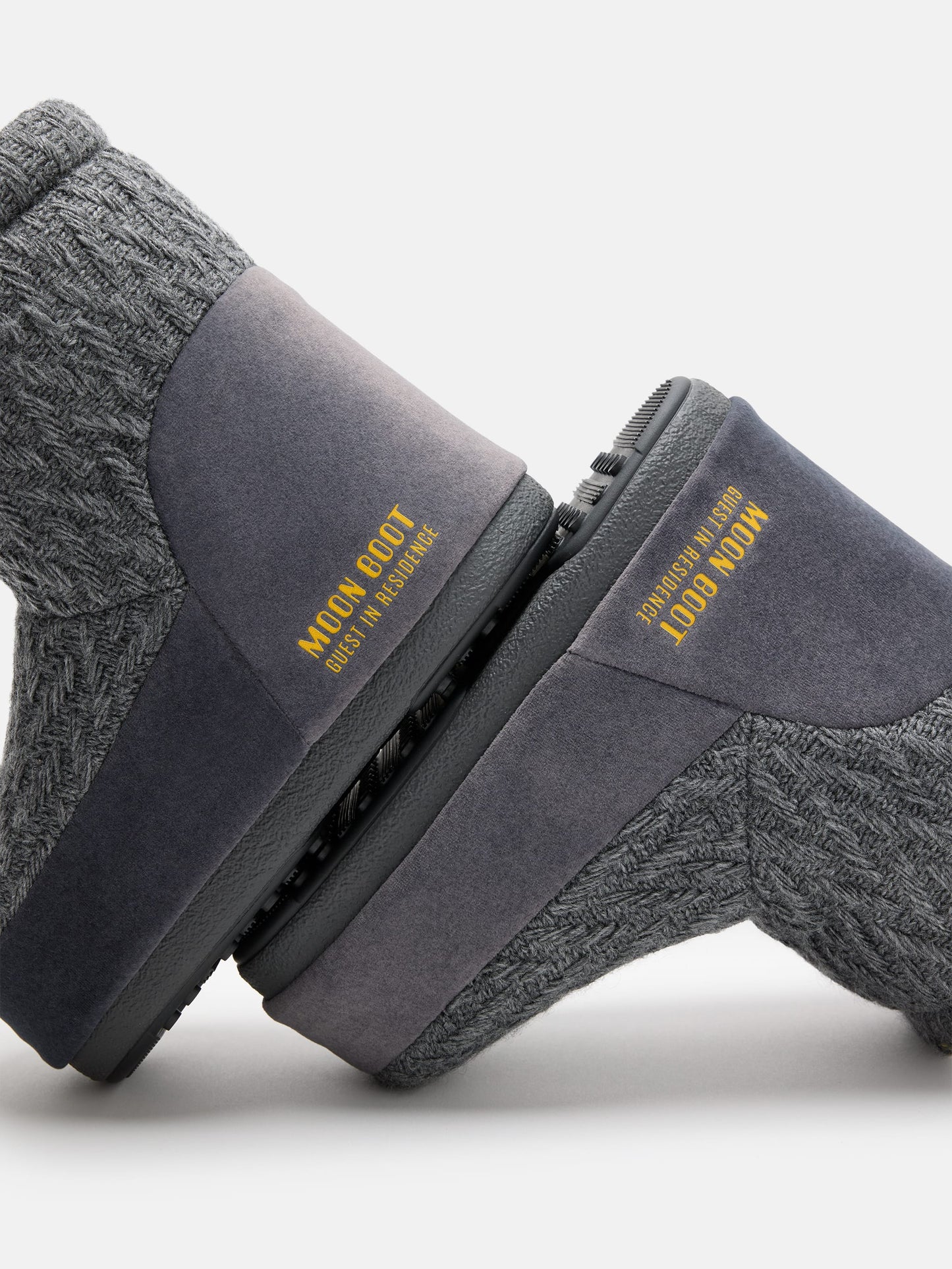 MOON BOOT MOON BOOT X GUEST IN RESIDENCE ICON LOW NO LACE GREY KNIT BOOTS
