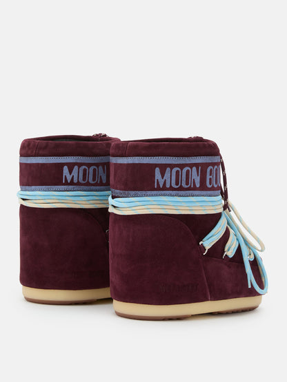 MOON BOOT ICON LOW BURGUNDY SUEDE BOOTS