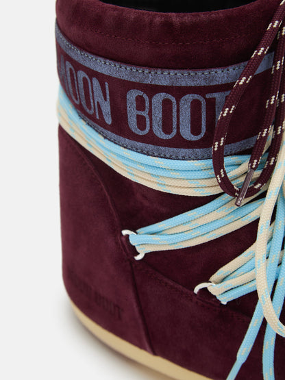 MOON BOOT ICON LOW BURGUNDY SUEDE BOOTS